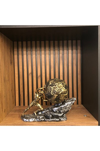 Kaya İten Adam Gold Gümüş Ev Dekorasyon Ofis Dekor Obje Biblo