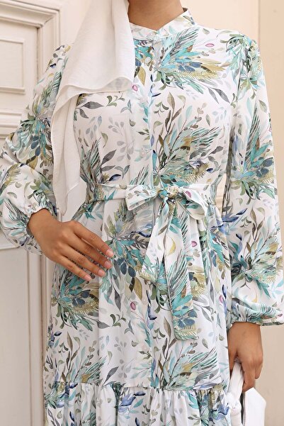 Bigdart Women's Patterned Long Hijab Dress 2586 - Y.Green