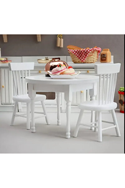 La Petite Boheme Minyatür Oyuncak Ahşap Masa Sandalye Seti - beyaz