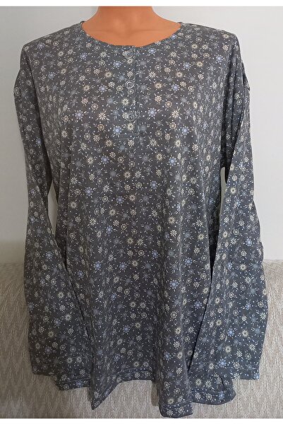 Anne Er Clothing Paper Print Combed Cotton Blouse 3 Buttons Long Sleeve Patterned