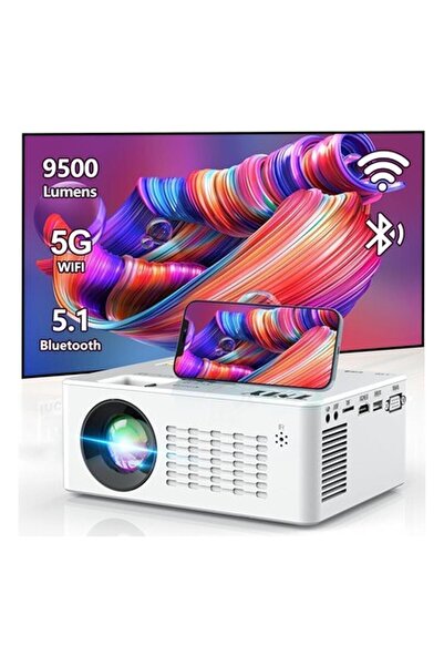 Genel Markalar Projektör 5g Wifi ve Bluetooth 5.1 - 9500 Lümen Hd, 1080P Dest...