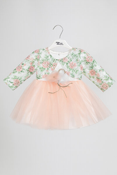 Zerenyus 9-18 Aylık Prenses Kız Bebek Elbise Pudra