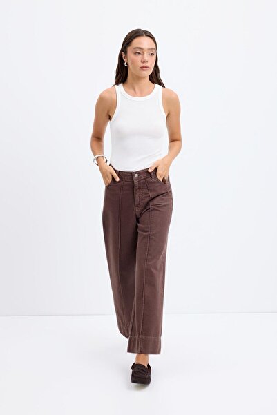 KADRİYE BAŞTÜRK Double Paça Gabardin Pantolon Kahve