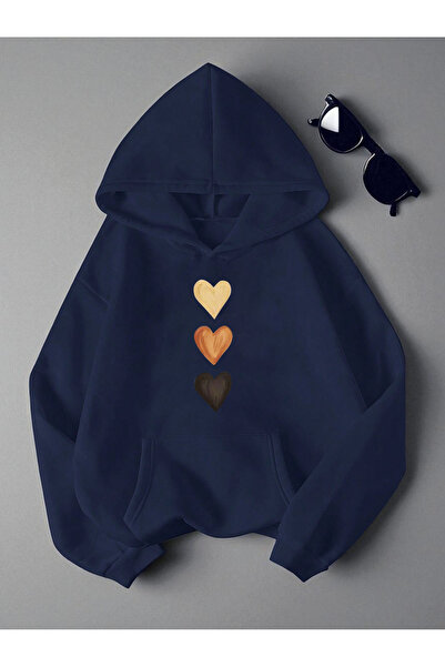 trendypassion سويت شيرت كبير الحجم مطبوع عليه قلب للجنسين