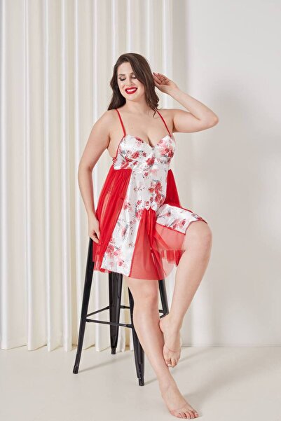 Lama Lingerie saten dolgulu gecelik tanga detaylı