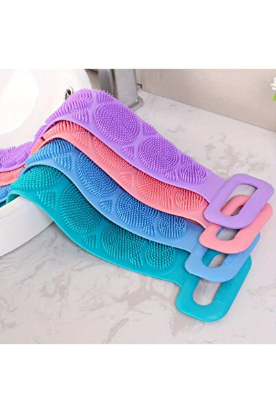 Askımo Çift Taraflı Banyo Sırt Kesesi Silikon Duş Lifi Fırçası 70 Cm Peeling Vücut Banyo Fırça