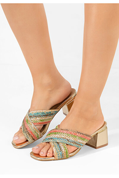 B T Shoes Vícebarevné šlapky na podpatku Lovely