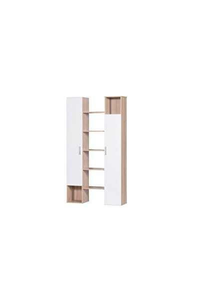 BAITY Malaysian Wood Storage Unit with Two Doors and Five Shelves