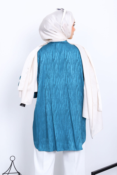 İmajButik Petrol Green Jacquard Button down Shirt