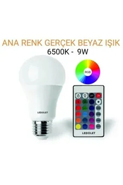 Rabelix Online Marketing 800 Lümen Uzaktan Kumandalı Renk Değiştiren Ampul Rgb 9w Beyaz Dahil 15 Renkli