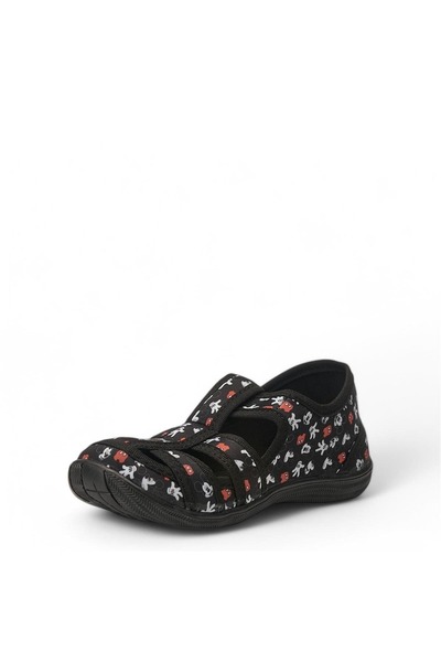 Tuğba Ortopedi 588-2 Orthopedic Boys' Black Non-Slip Sole Nursery & Home Shoes Slippers