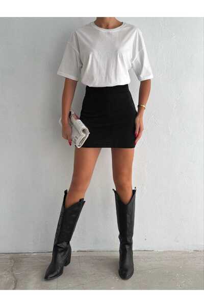 Miss Μίνι φούστα με ασημί πλεκτό ύφασμα και σορτς