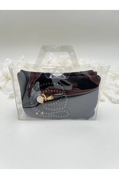 lenagiftworkshop Black Gift Transparent Bag with Flamel Pattern Cover and Pra...