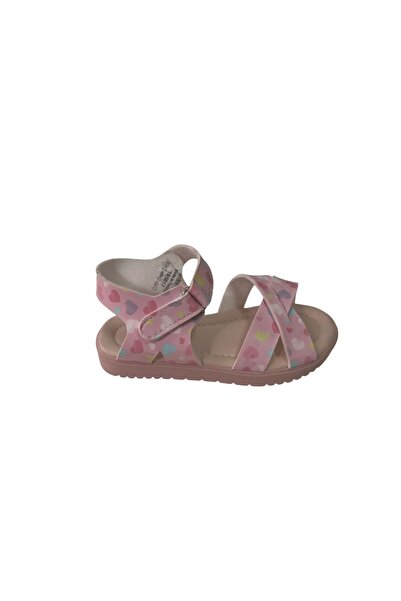 Ponchiq Pink Heart Detailed Girls' Sandals