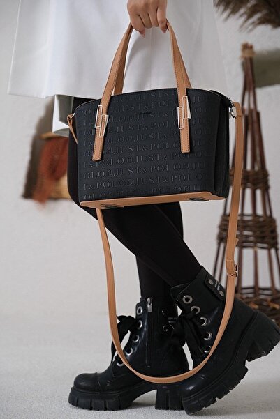 Just Polo حقيبة كتف نسائية أصلية مقاومة للماء مناسبة للاستخدام اليومي 4030 باللون الأسود