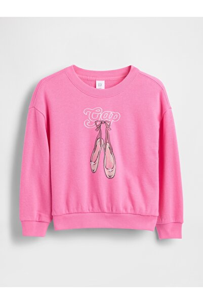 GAP Kız Bebek Pembe Grafik Baskılı Sweatshirt