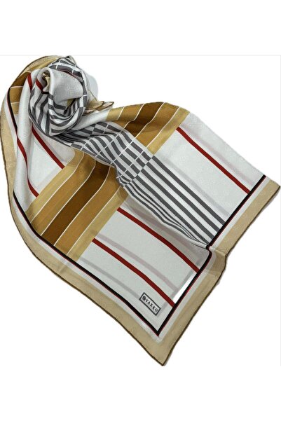 Vakko Geometric Pattern Silk Scarf 41519-Camel