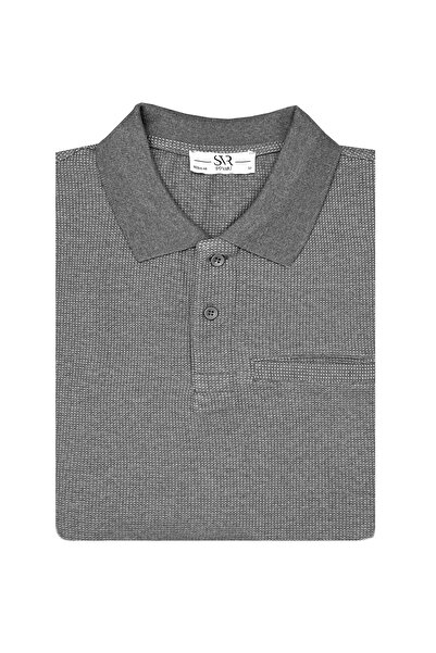 SÜVARİ Άνετο μακρυμάνικο γκρι φούτερ με λαιμόκοψη πόλο και τσέπες