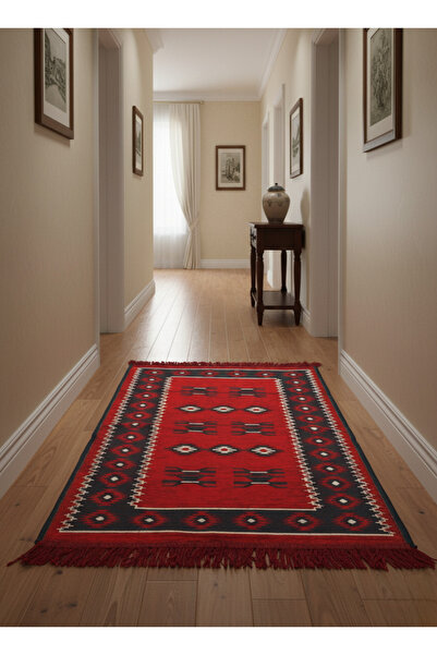 HitDukkan Etnik Motifli Otantik Dekoratif Kilim Desenli Halı (60cmx90cm) M1