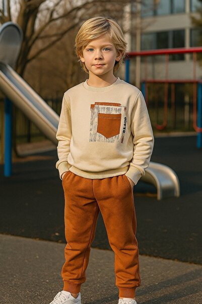 Yalçınoğlu Kids Boy's Cotton 2 Thread Bottom and Top Set |   4-12 Years Old I Daily Use I Comfortable Sports Combination