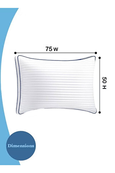 Eworld Set of 2 Down Alternative Bed Pillows with White Striped Design, Breathable Cover & Double Piping