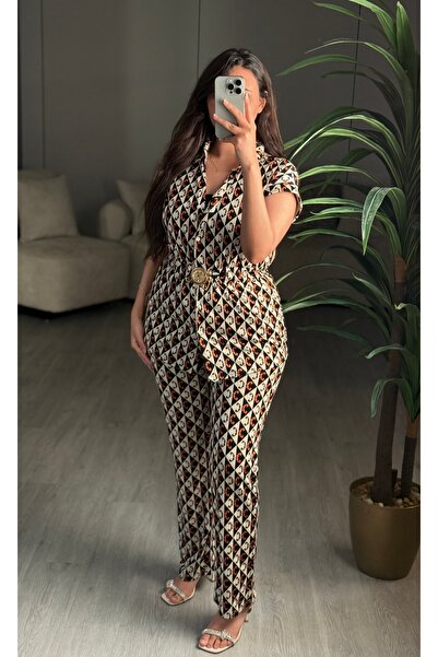 SELSAL Green belted blouse and pants set