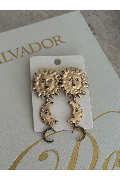 LUXSTONE Sun Moon Gold Brand Earrings