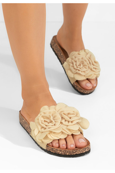 B T Shoes Béžové dámske šľapky Marisha