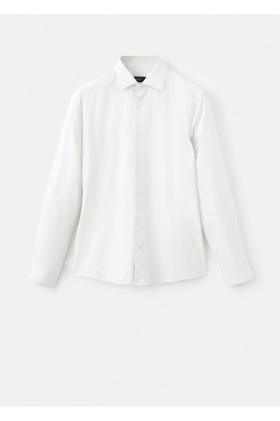 MANGO Man Slim fit çizgili %100 pamuklu gömlek