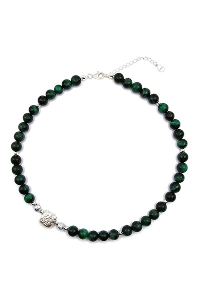 Lexy's Boutique Colier din argint 925, Lexy's Boutique, pietre semipretioase ochi de tigru si lava, max. 45 cm