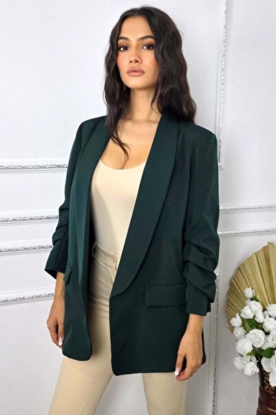 FashionForYou Alessia office jacket, with decorative pockets, Dark green