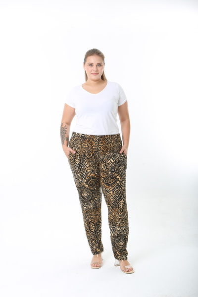 XL Modam Wool Viscose Patterned Winter Plus Size Pants