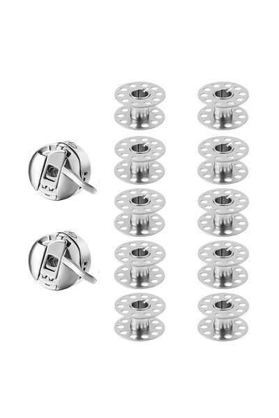 Choice1 12pcs 2PCSBobbin Case With 10/20PCS Sewing Machine Metal Bobbins For ...