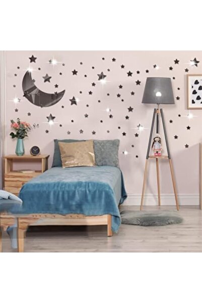 Slasa Reflective Acrylic Wall Stickers - Moon and Stars Design