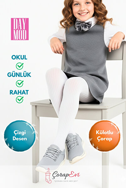 Daymod Chiloți pentru fete - Chiloți pentru fete de școală, confortabili, cu dungi alb-negru - Mărimea 6