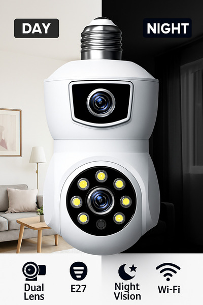 Rose Ahd-30125 Akıllı Wireless Ampül Kamera 360derece Hareketli Çift Kameralı