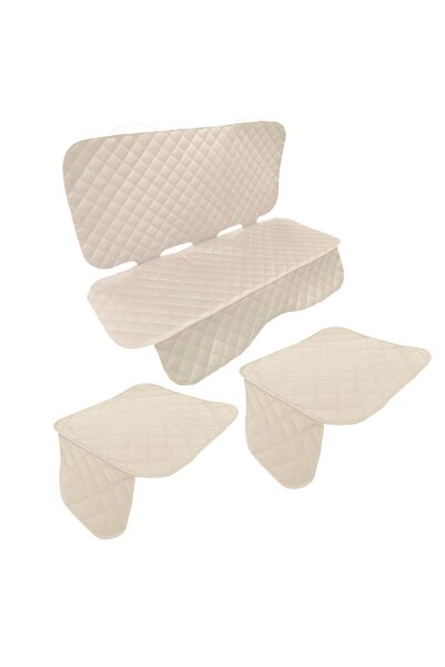 Metru Patrat Set 3 huse universale pentru scaune auto, matlasate, crem, lavabile, impermeabile