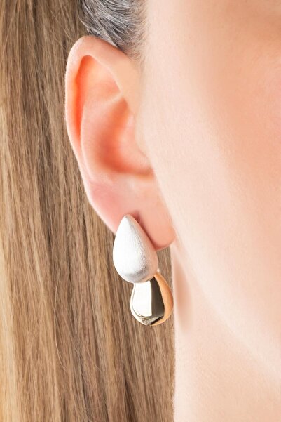 So CHIC... Velora Damla 18 Ayar Sarı ve Beyaz Altın Kaplama Gümüş Küpe