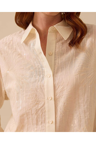 SEÇİL Embroidered Sequin Detailed Buttoned Shirt