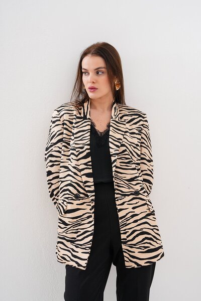 ipekpath Zebra Ceket, Saten İnce Kumaş