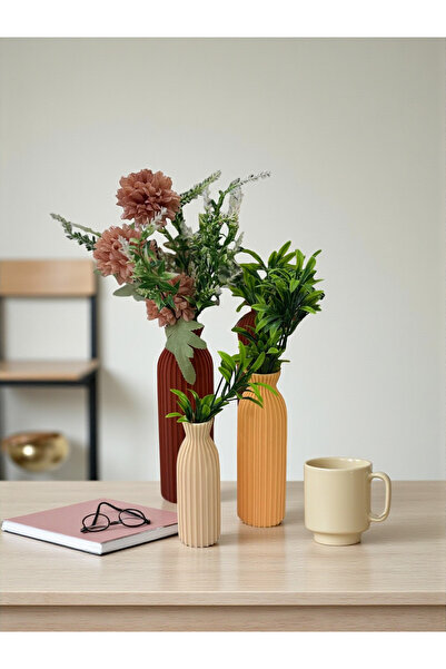 3-Piece Colorful Decorative Vase Set-Stylish and Aesthetic -Minimalist Vase Set-Minimal Table-Living Room Accessory