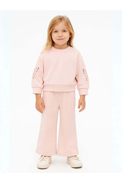 Zekids Girls' Tracksuit Set with Butterfly Embroidered Sleeves