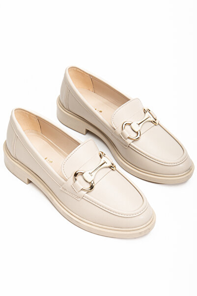 RİSSOLİ Kadın Bej Toka Detaylı Loafer Ayakkabı