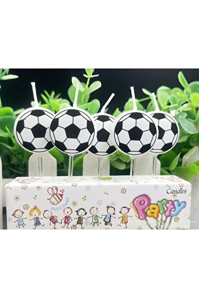 Flippy Set of 5 Cake Candles Football Ball Model 3.5 cm White/Black