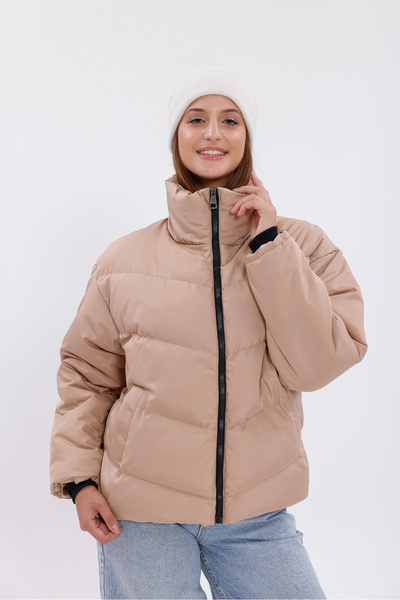 Montland Women's Mink Filled Puffer Coat - Stand Collar, Water Resistant - Cold Proof
