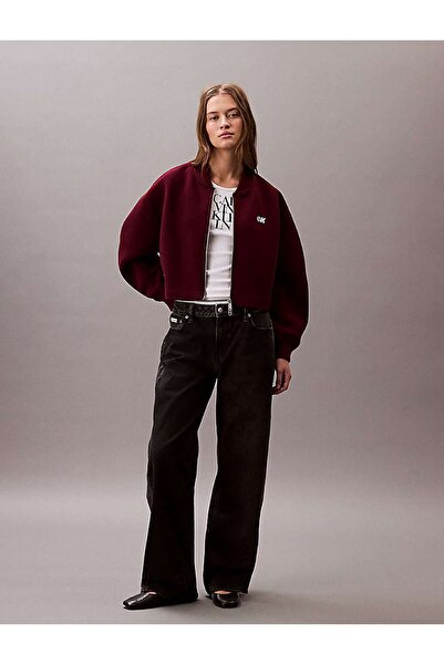 Calvin Klein A- OVERSIZED SCUBA ZIP BOMBER JA Bordo Kadın Ceket