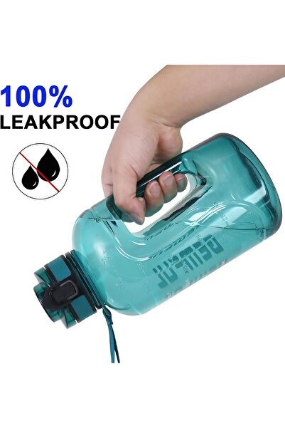 GEMFUL Water Bottle with Time Marker 2 Litre Half Gallon Jug BPA Free for Home and Gym