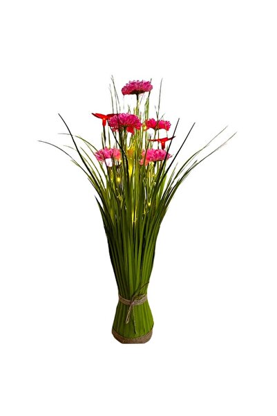 velve Buchet artizanal cu flori, fluturasi si led, Roz