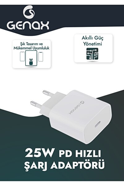 GENAX Samsung A70 / A70s / A71 / A72 / A73 / A80 / A82 5G / A90 uyumlu PD 25W Hızlı Şarj Kafası