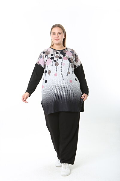 XL Modam Wool Viscose Patterned Lycra Women's Plus Size Tunic